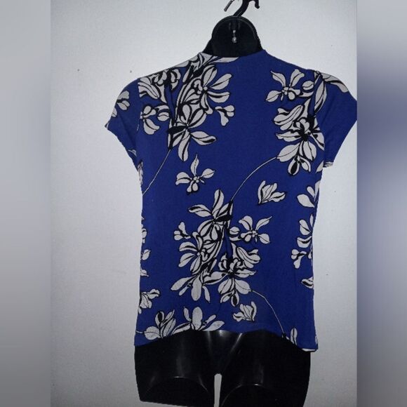 Merona blue floral mesh blouse - Picture 3 of 4